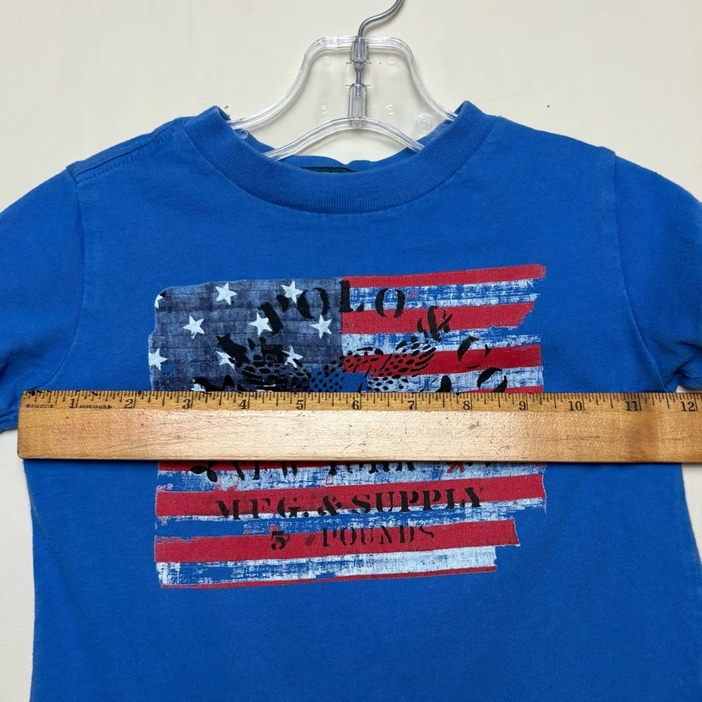 Toddler Polo Ralph Lauren Street wear Kids Vintage 2T Flag USA Blue Short Sleeve